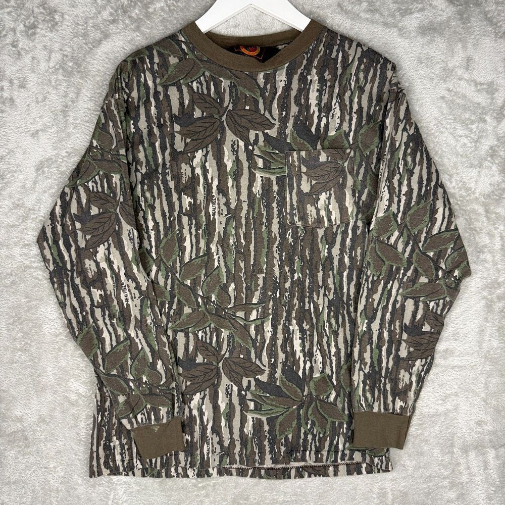 Vtg 90s Redhead Realtree T-Shirt Mens Large Camo Single Stitch Tree Bark USA